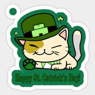 St. Catricks Day - Saint Patrick's Day - Cut Funny Cat - Kawaii Cat Sticker